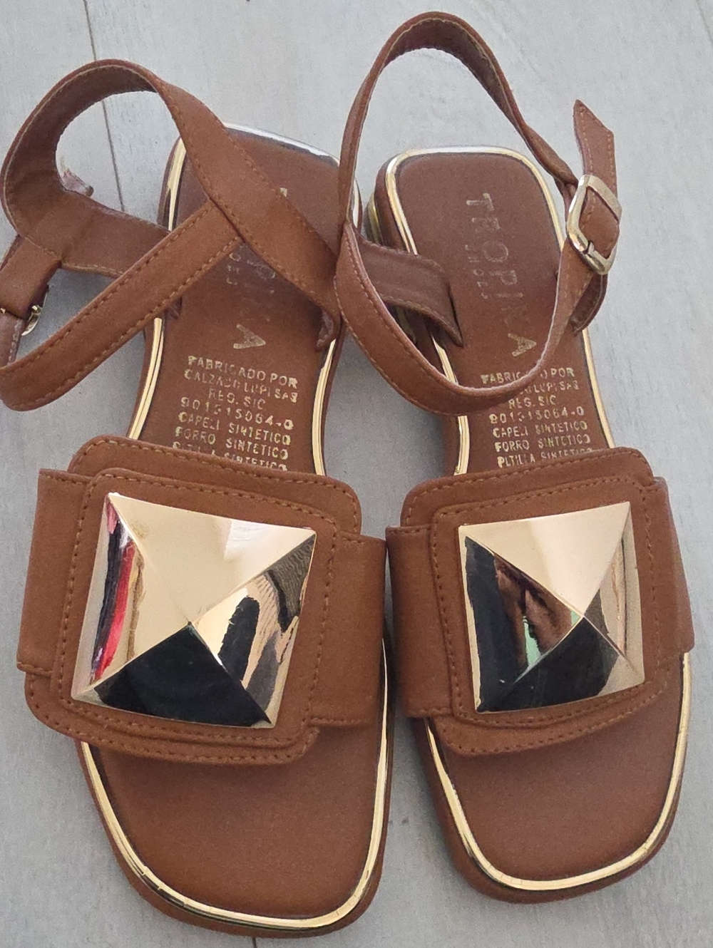 Tropika Brown Women’s Sandals with Gold Pyramid Detail